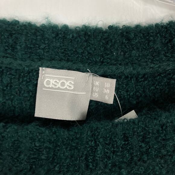 NWT ASOS Sweater 6 Emerald-Green Wool-Blend Oversized Boucle-Knit Long-Sleeve - Picture 4 of 10